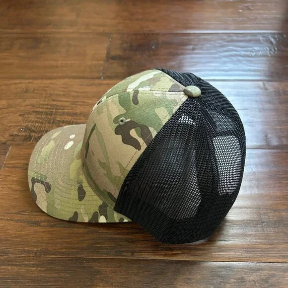 Classic Camo Trucker snapback hat cap tan olive green brown black mesh - Picture 2 of 4